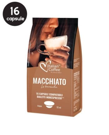 16 Capsule Italian Coffee Caffe Macchiato - Compatibile Bialetti Mokespresso 16 Capsule Italian Coffee Caffe Macchiato - Compatibile Bialetti Mokespresso