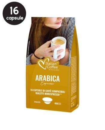 16 Capsule Italian Coffee Espresso Arabica - Compatibile Bialetti Mokespresso 16 Capsule Italian Coffee Espresso Arabica - Compatibile Bialetti Mokespresso
