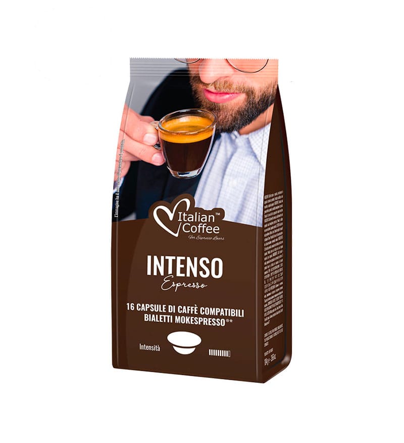 16 Capsule Italian Coffee Espresso Intenso - Compatibile Bialetti Mokespresso 16 Capsule Italian Coffee Espresso Intenso - Compatibile Bialetti Mokespresso