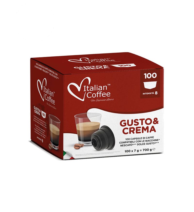 100 Capsule Italian Coffee Gusto e Crema - Compatibile Dolce Gusto 100 Capsule Italian Coffee Gusto e Crema - Compatibile Dolce Gusto