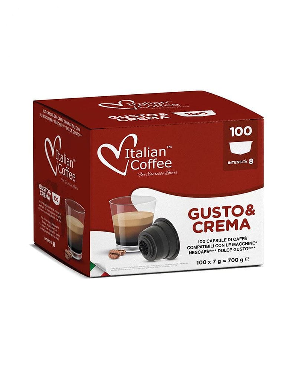 100 Capsule Italian Coffee Gusto e Crema - Compatibile Dolce Gusto 100 Capsule Italian Coffee Gusto e Crema - Compatibile Dolce Gusto