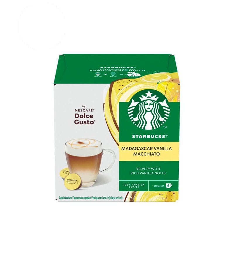 12 (6+6) Capsule Starbucks Macchiato Madagascar Vanilla - Compatibile Dolce Gusto 12 (6+6) Capsule Starbucks Macchiato Madagascar Vanilla - Compatibile Dolce Gusto