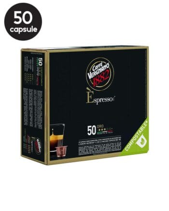 50 Capsule Biodegradabile Caffe Vergnano Espresso Oro Arabica - Compatibile Nespresso