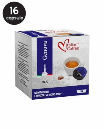 16 Capsule Italian Coffee Genova Decaffeinato - Compatibile A Modo Mio