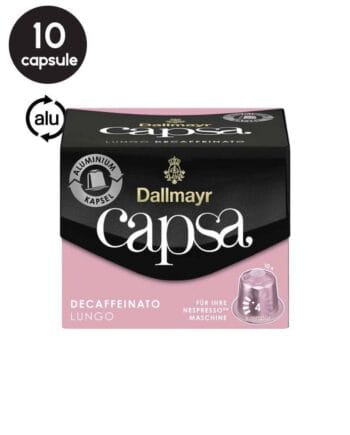 10 Capsule Aluminiu Dallmayr Capsa Lungo Decaffeinato – Compatibile Nespresso