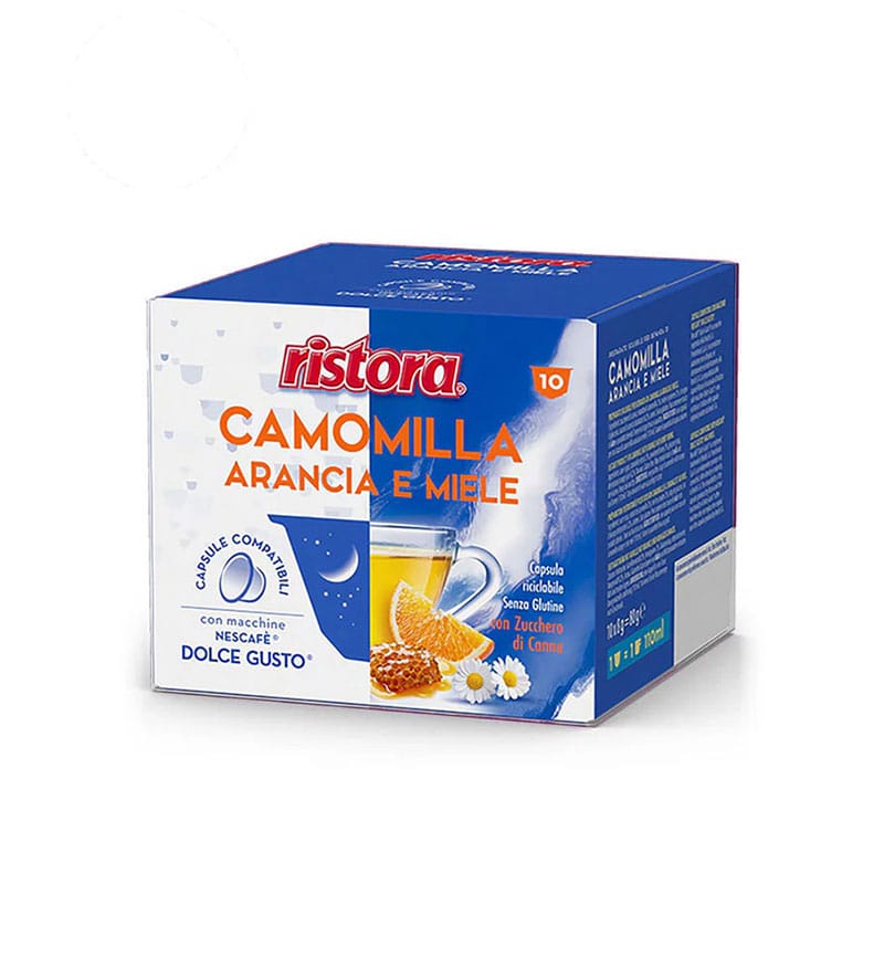 10 Capsule Ristora Ceai de Musetel , Portocala si Miere - Compatibile Dolce Gusto 10 Capsule Ristora Ceai de Musetel , Portocala si Miere - Compatibile Dolce Gusto