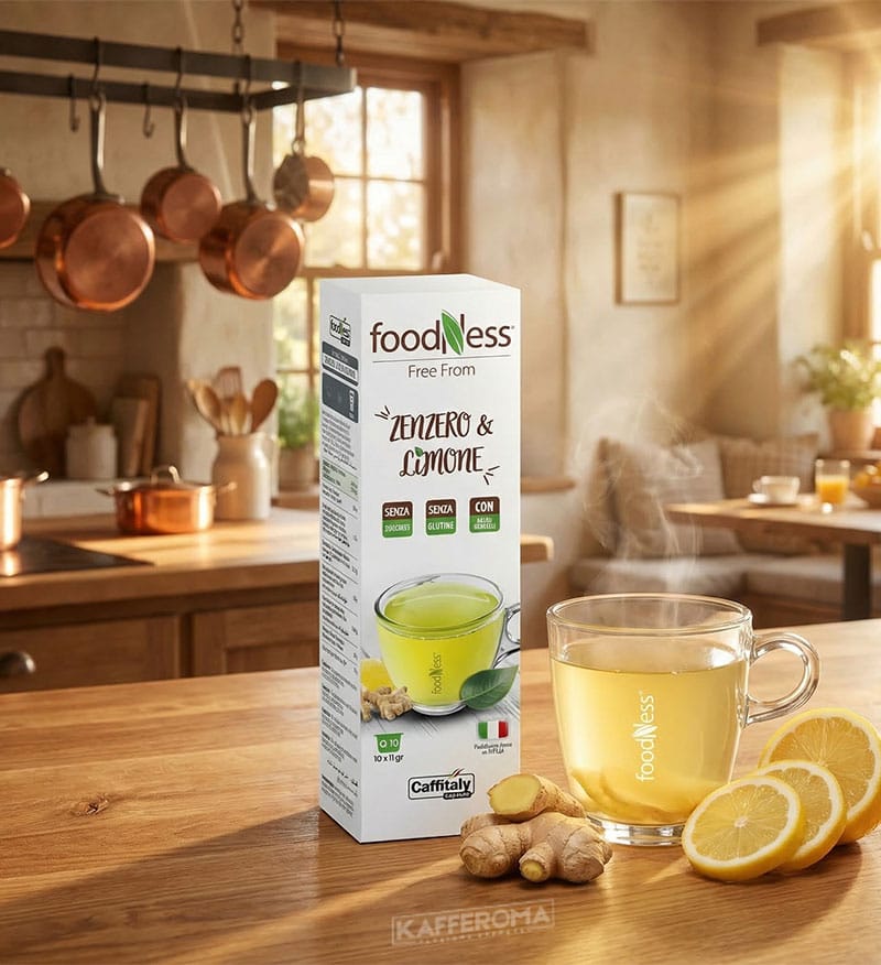 10 Capsule FoodNess Ceai Ghimbir si Lamaie - Compatibile Cafissimo / Caffitaly / BeanZ 10 Capsule FoodNess Ceai Ghimbir si Lamaie - Compatibile Cafissimo / Caffitaly / BeanZ