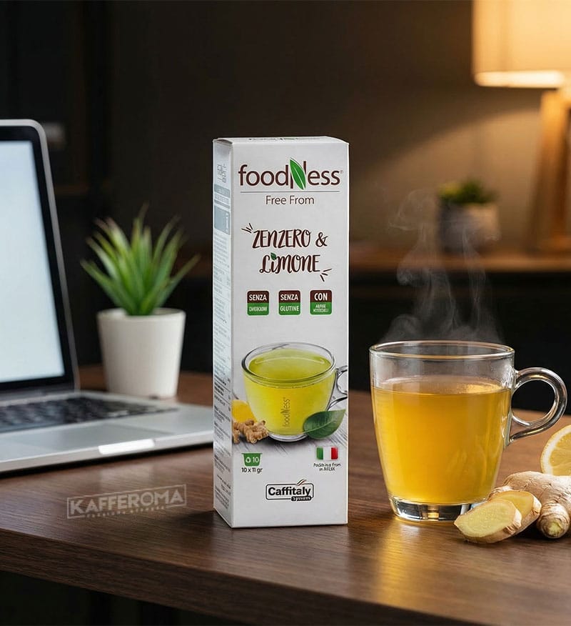 10 Capsule FoodNess Ceai Ghimbir si Lamaie - Compatibile Cafissimo / Caffitaly / BeanZ 10 Capsule FoodNess Ceai Ghimbir si Lamaie - Compatibile Cafissimo / Caffitaly / BeanZ