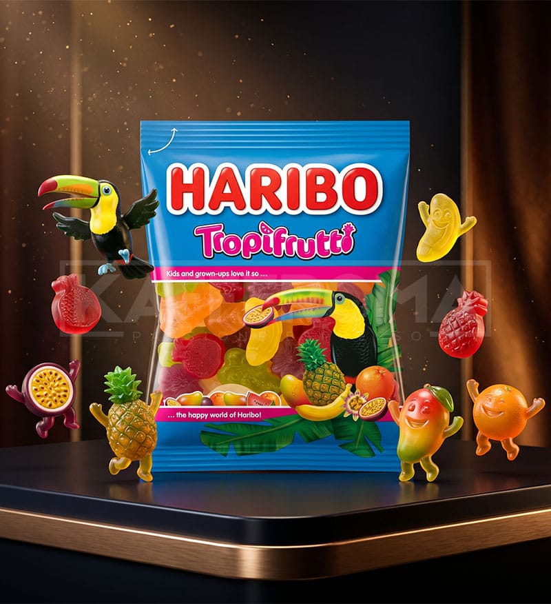 Bomboane Gumate Haribo Tropifrutti 100gr. Bomboane Gumate Haribo Tropifrutti 100gr.