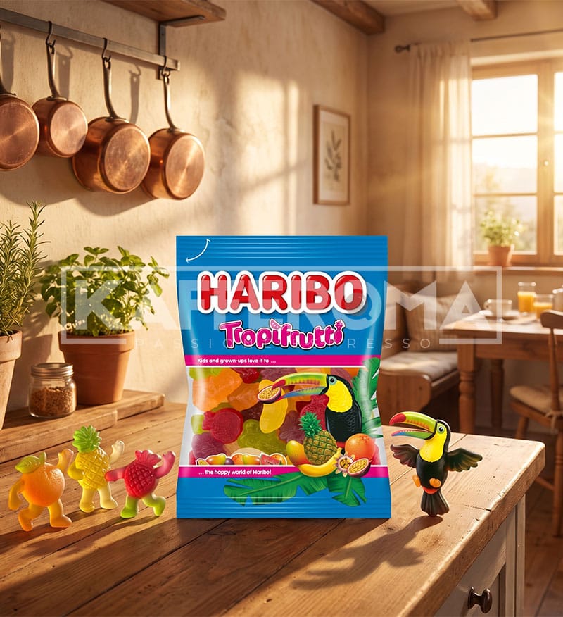 Bomboane Gumate Haribo Tropifrutti 100gr. Bomboane Gumate Haribo Tropifrutti 100gr.